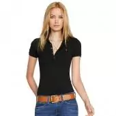 ralph lauren custom fit femme tee shirt black button small pony red